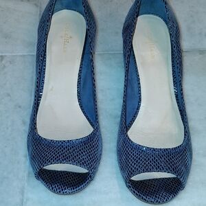 Cole HAAN Air Tali Blazer Blue Snake Wedges 9.5B